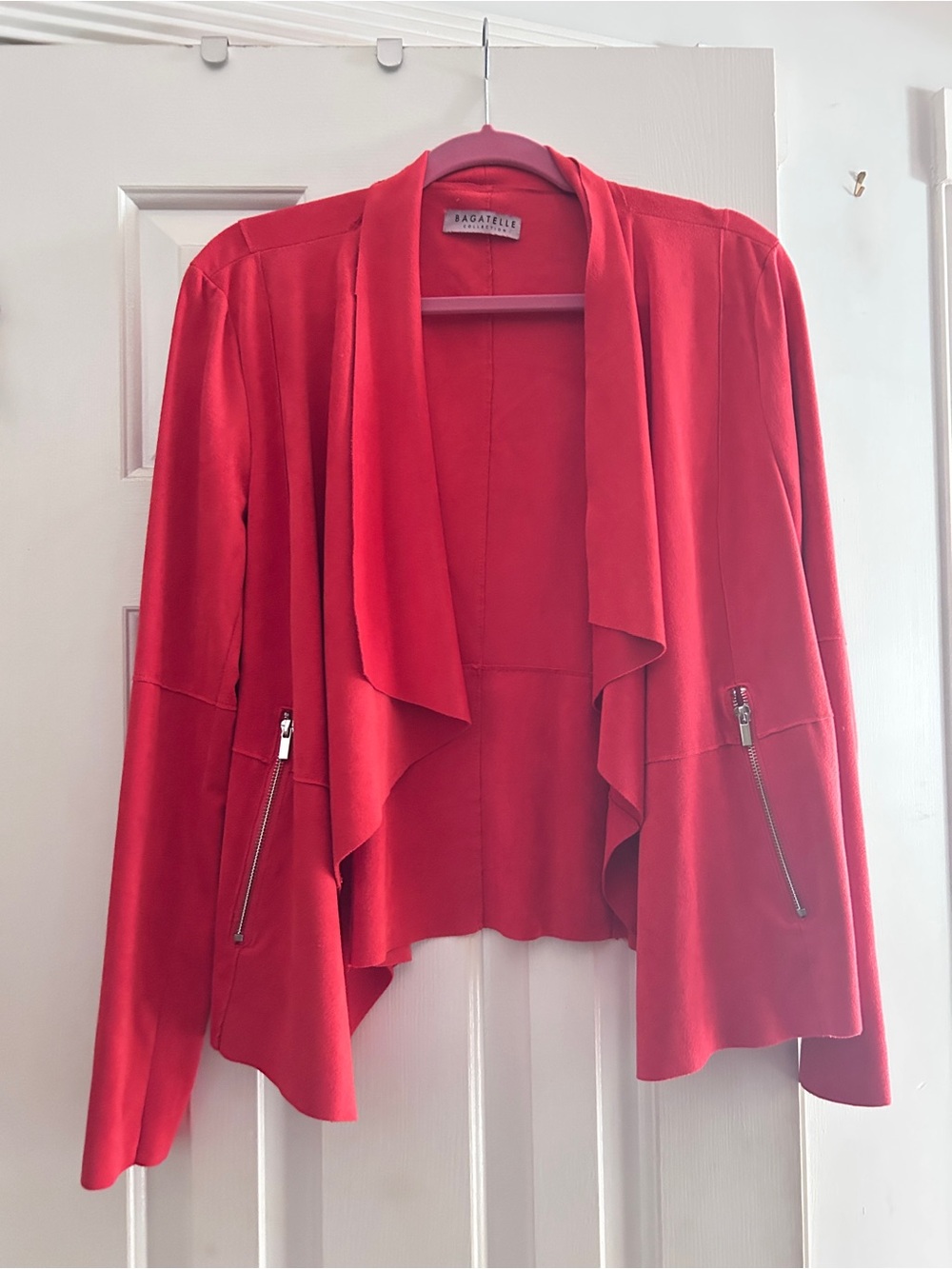 Ragattore Red Draped Open-Front Jacket